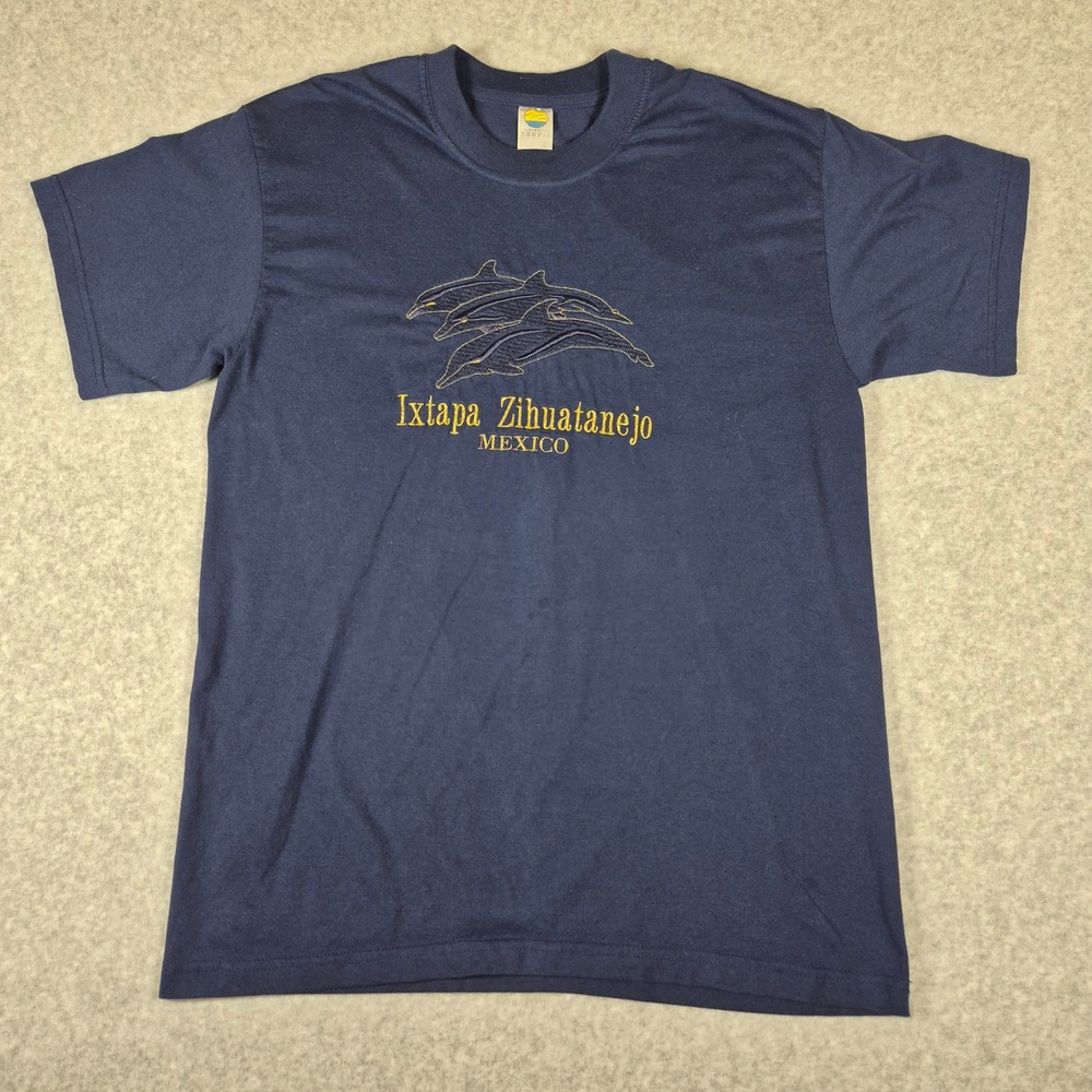 Caribbean Tropic T-Shirt Mens XL Navy Blue Ixtapa Zihuatanejo Mexico Dolphins